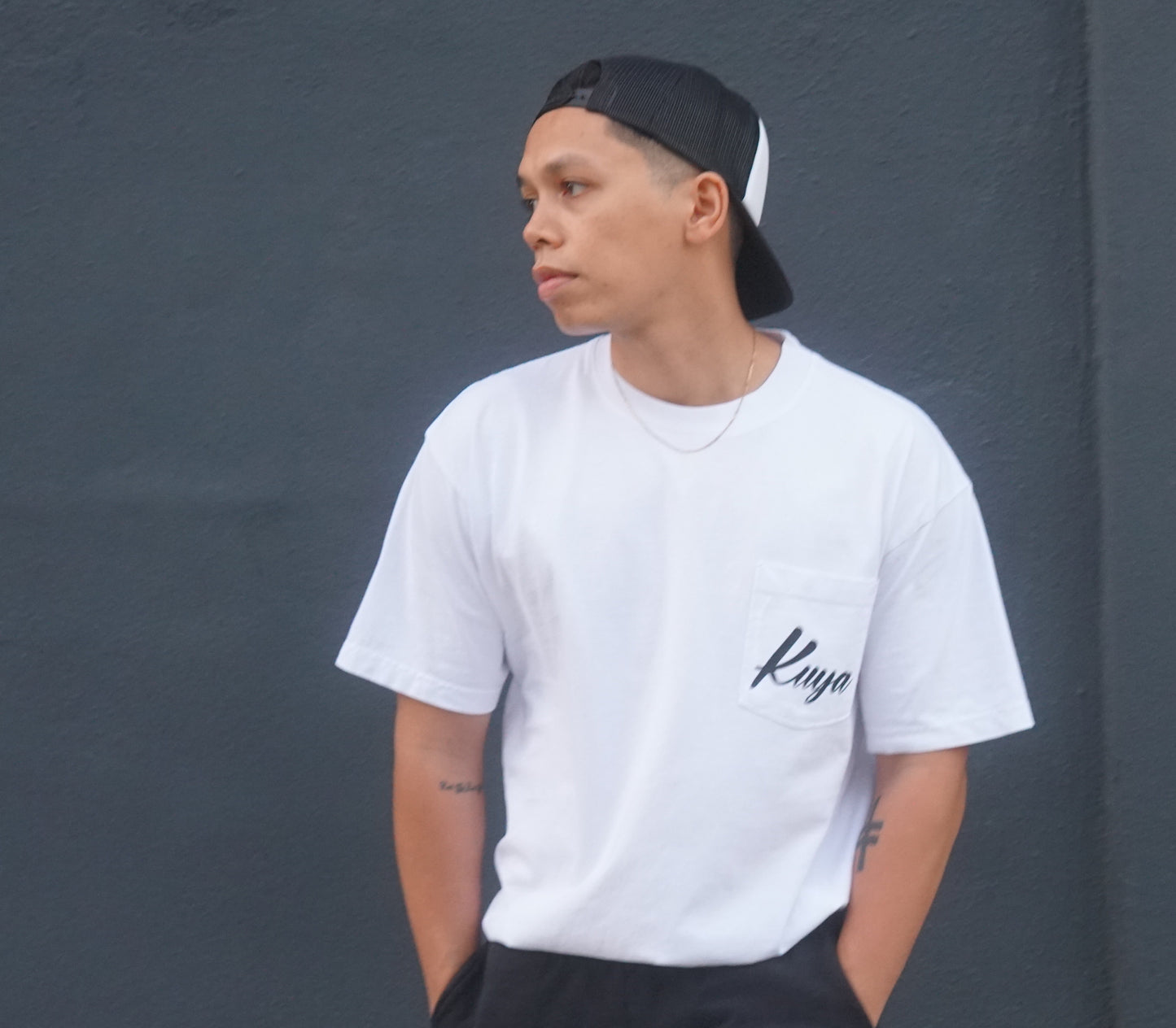 Kuya Script Pocket Tee (White)